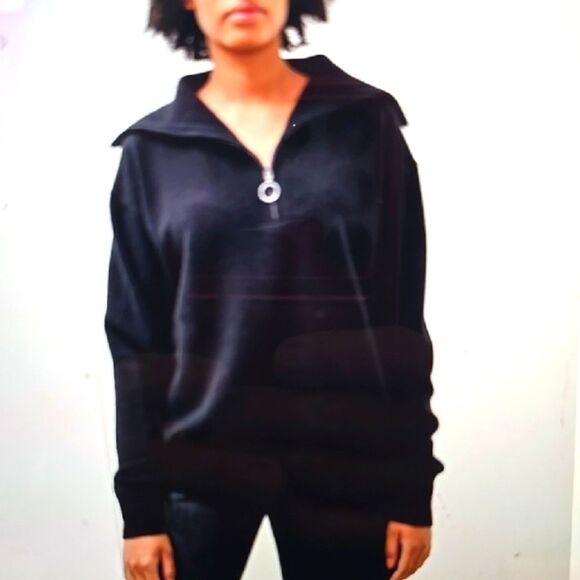 Studio Nicholson Gwyther Lambswool Oversized Black Half-Zip Pullover 2